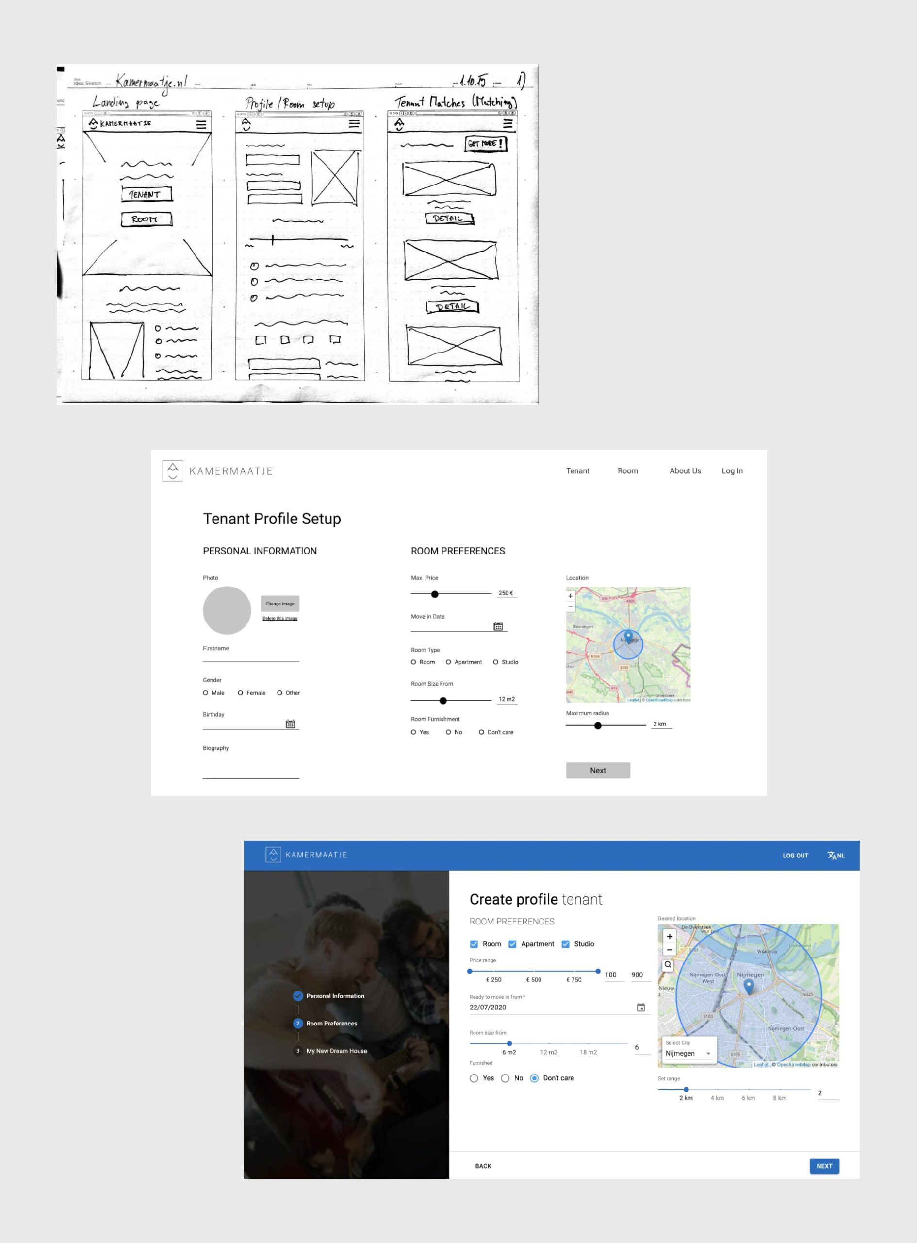 Kamermaatje - Design Iterations